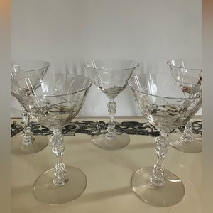 Vtg Irish Waterford Crystal Lismore Claret Red Wine Goblets Glasses Set of 5